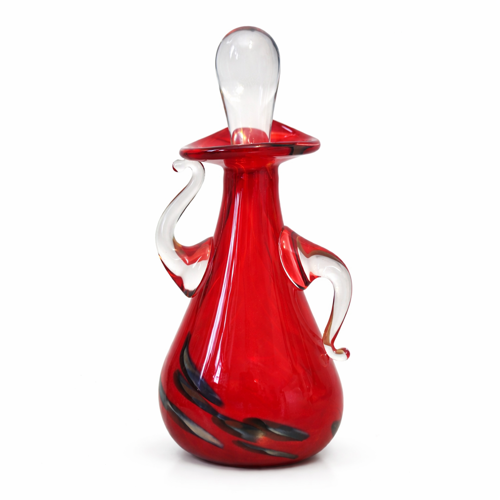 Parfumeuse rouge, reflets brun beige - verre soufflé