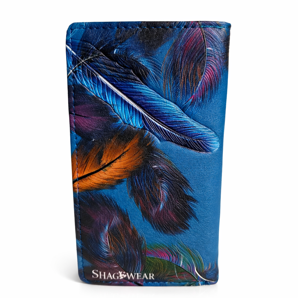 Corbeau et plumes de couleurs - portefeuille femme