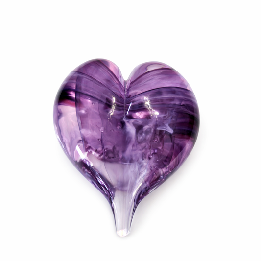 Cœur mauve - presse papier en verre soufflé