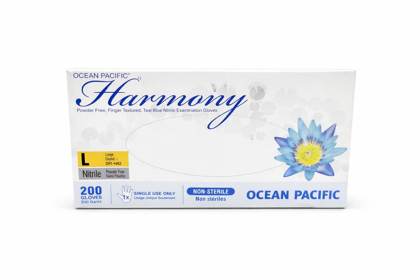 Gants LARGES bleus nitrile - Harmony boite de 200