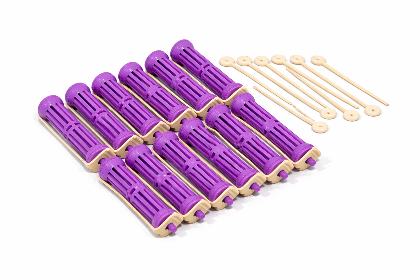 Rouleaux à cheveux plastiques et aiguilles - 3 pouces, paquet de 10