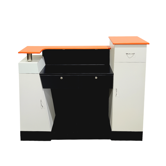 Meuble de réception orange et blanc