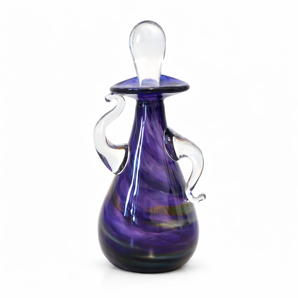 Parfumeuse mauve , reflet vert olive - verre soufflé