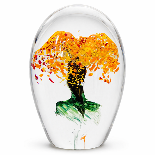 Presse papier en verre soufflé - Arbre de vie automne