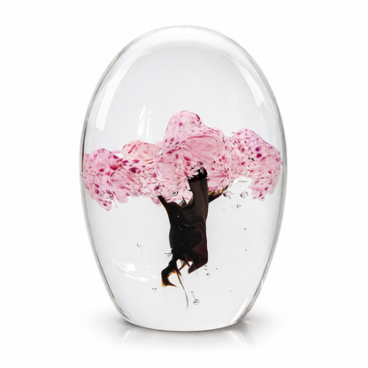 Presse papier en verre soufflé - Arbre printemps en fleurs