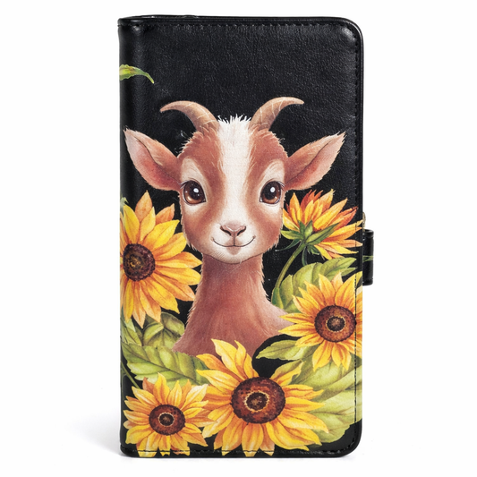 Petite chèvre parmi les tournesols - portefeuille femme