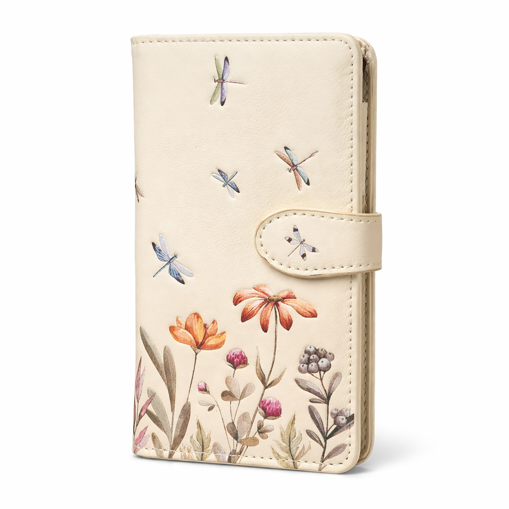 Fleurs sauvages et libellules - portefeuille femme