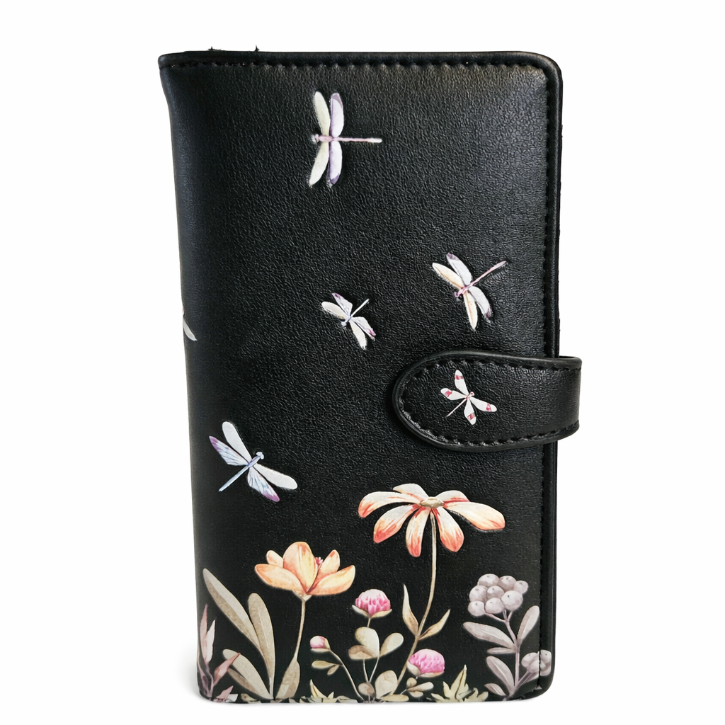 Fleurs sauvages et libellules - portefeuille femme