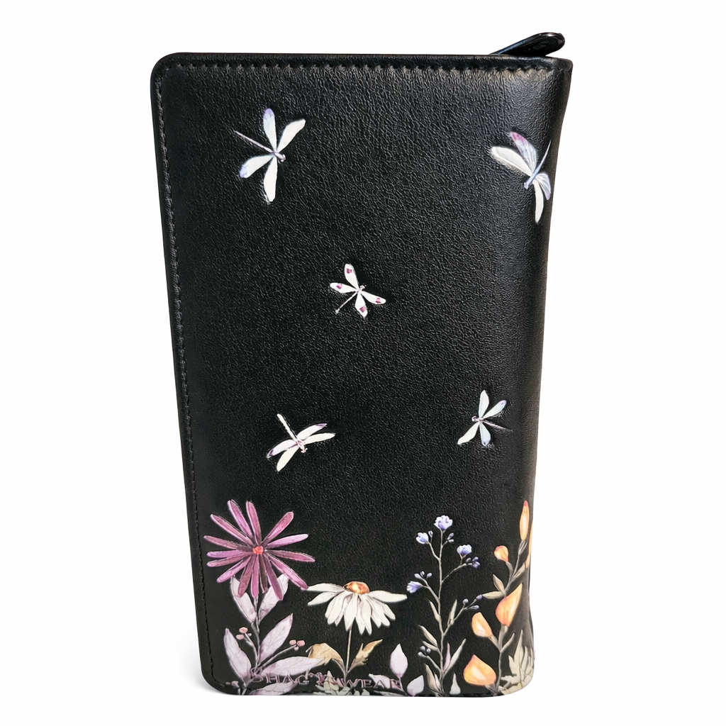 Fleurs sauvages et libellules - portefeuille femme