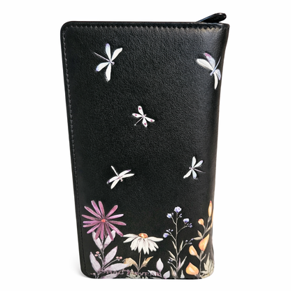 Fleurs sauvages et libellules - portefeuille femme