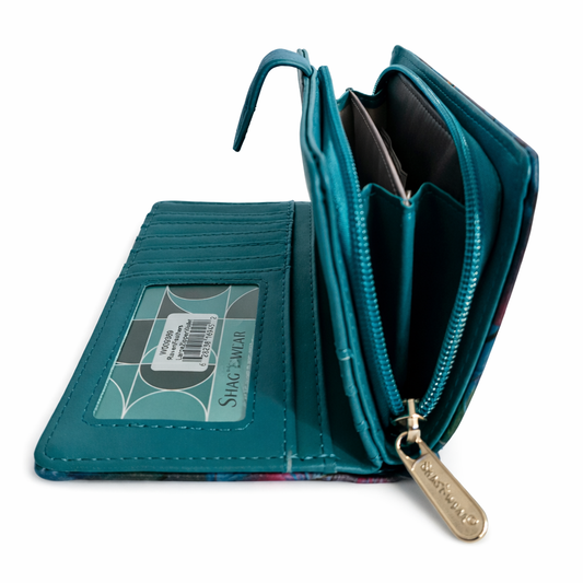 Corbeau et plumes de couleurs - portefeuille femme