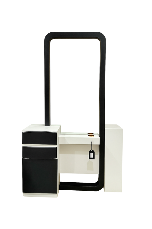 Poste de travail noir et blanc 2 côtés avec miroir